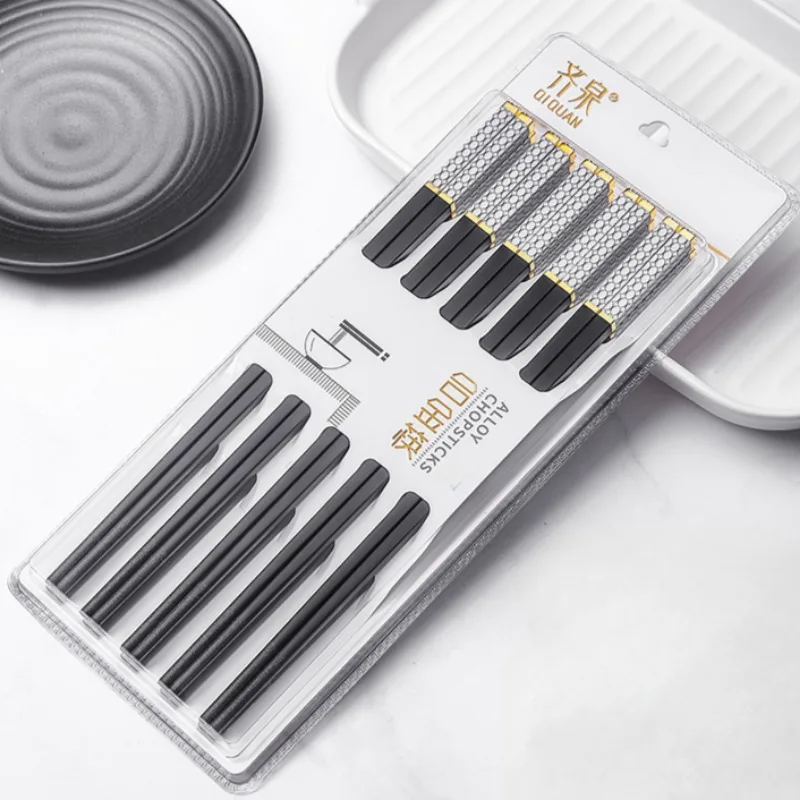 

10 Pairs Japanese Chopsticks 24cm Household Sushi Sticks Reusable Korean Tools Chopsticks Set Food Stick Healthy Alloy Tableware