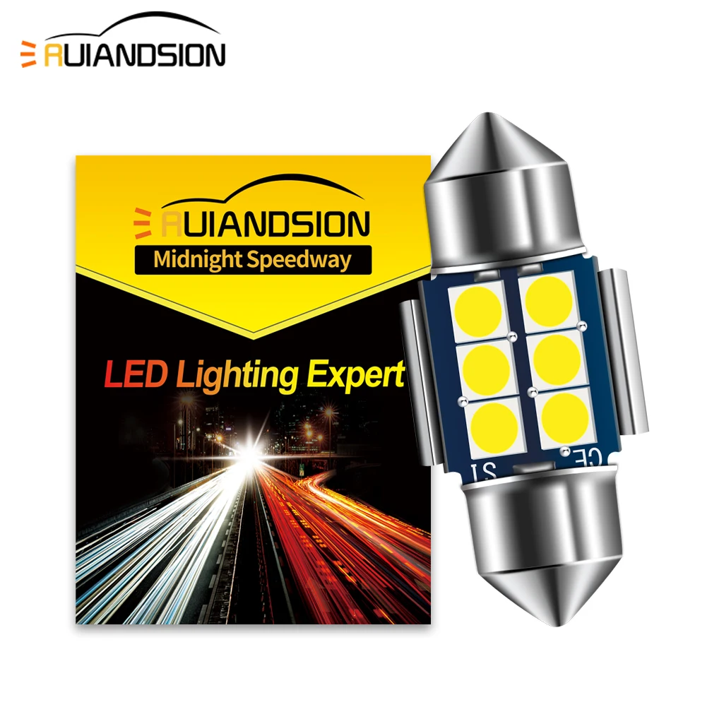 Ruiandsion 1PCS C5W C10W LED Bulb CANBUS Festoon 28/29MM 3030SMD Car Interior Light Dome Reading Lamp White 12V Non-polarity