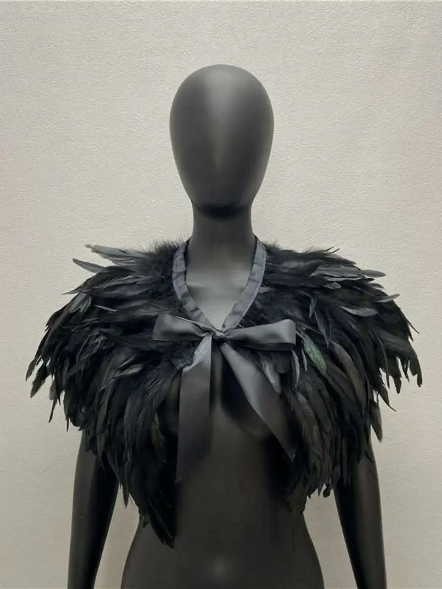chale-a-plumes-de-style-gothique-cape-de-spectacle-d'halloween-faux-col-cache-cou-accessoire-de-mode-pour-fetes-et-Evenements
