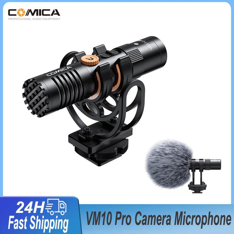 

Comica VM10 Pro Camera Video Microphone with Shock Mount Gain Control and Deadcat Shotgun Microphone for Smartphones DSLR Camera