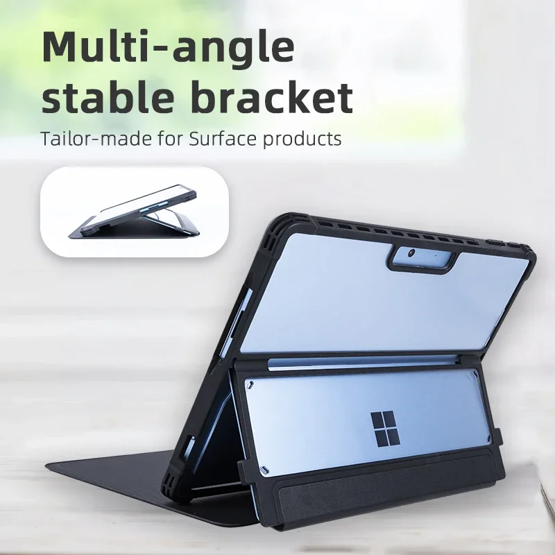 

Case for Surface Pro 9 10 11 Crystal Clear Transparent Back Cover Shockproof Folio Rugged Case, Fits Keyboard and Kickstand
