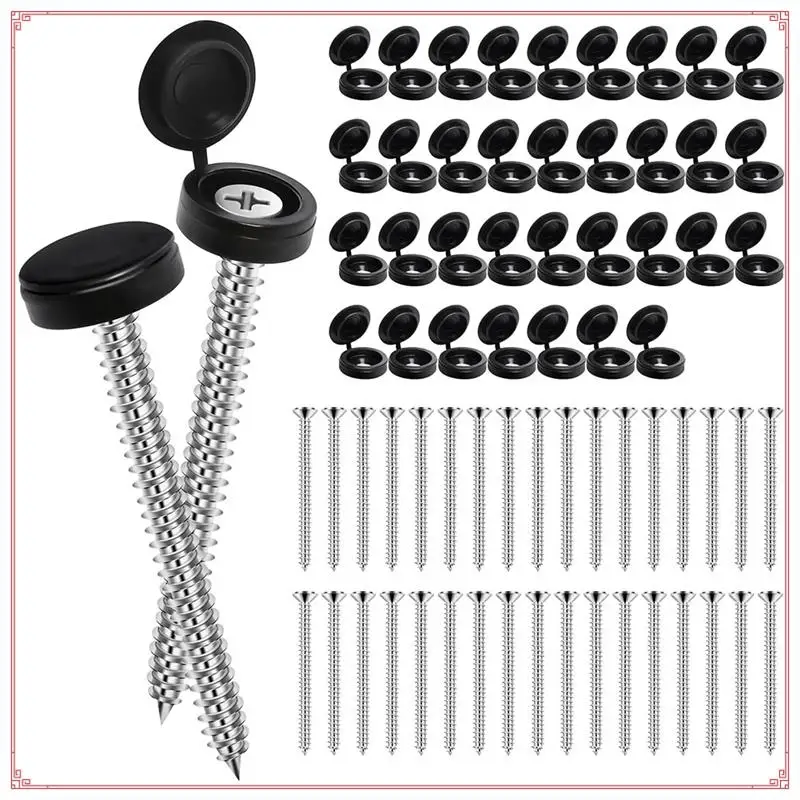 

36 Pcs 8 X 3 Inch Shutter Screws With Caps Shutter Fasteners For Windows, Outside Shutters Exterior And Cap