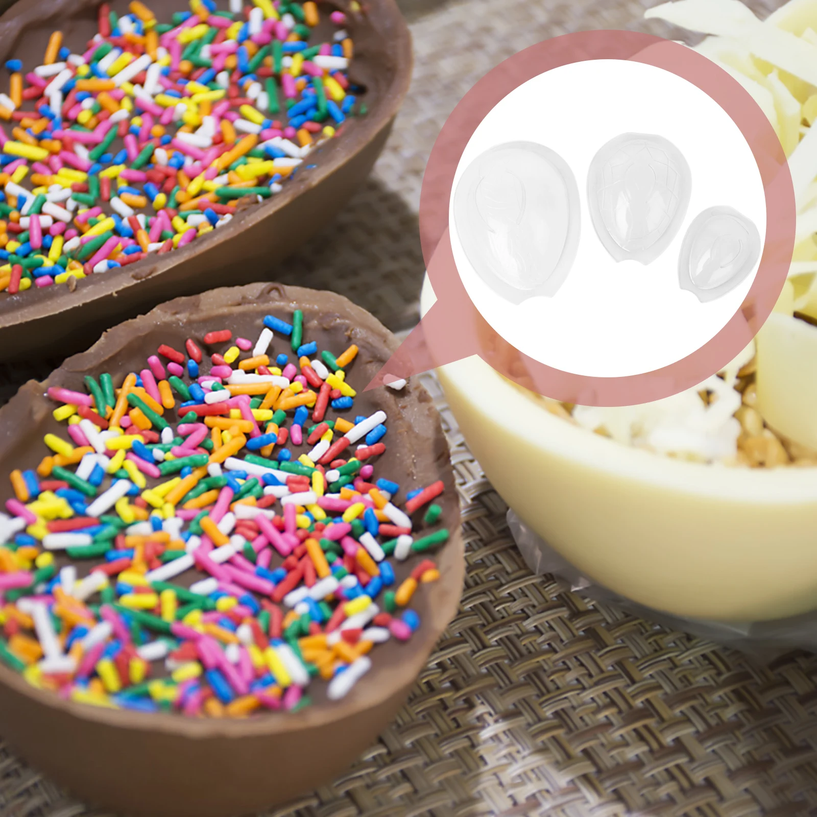 

6pcs Chocolate Candy Mold Easter Egg Shaped Baking Tool Plastic DIY Cake Mould For Cakes Desserts Premium Material