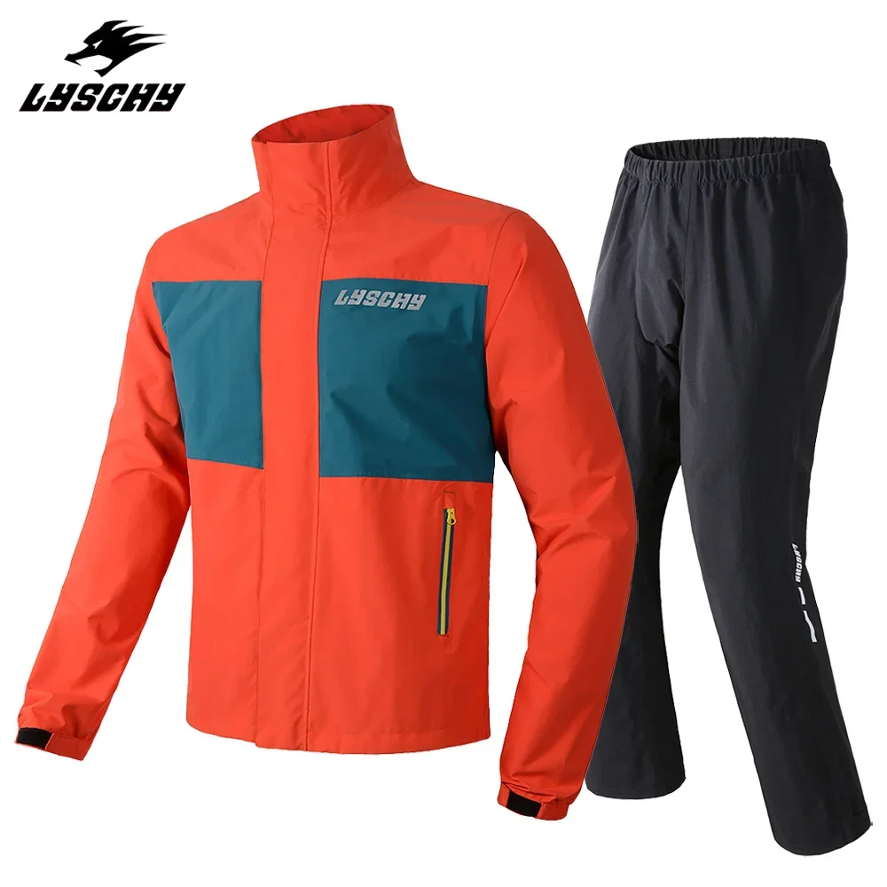 LYSCHY Motorcycle Riding Raincoat Set Strength Waterproof  Motocross Biker Split Rainsuit Reflective Jacket Moto Rain Pants