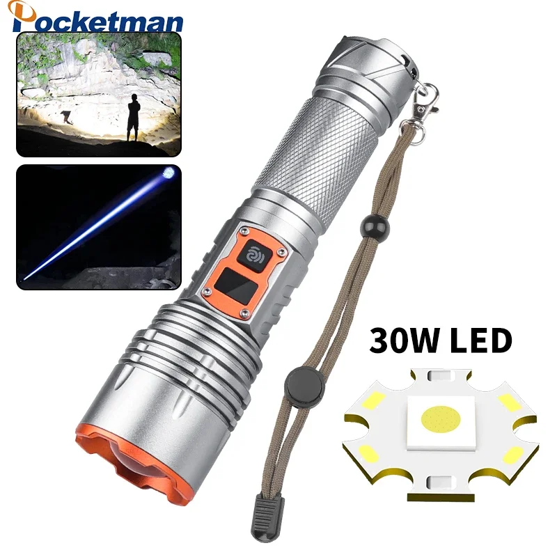 

Super Bright 5 Modes Type-C USB Rechargeable Flashlight Emergency Torch Zoomable Flashlights Outdoor Waterproof Flashlight