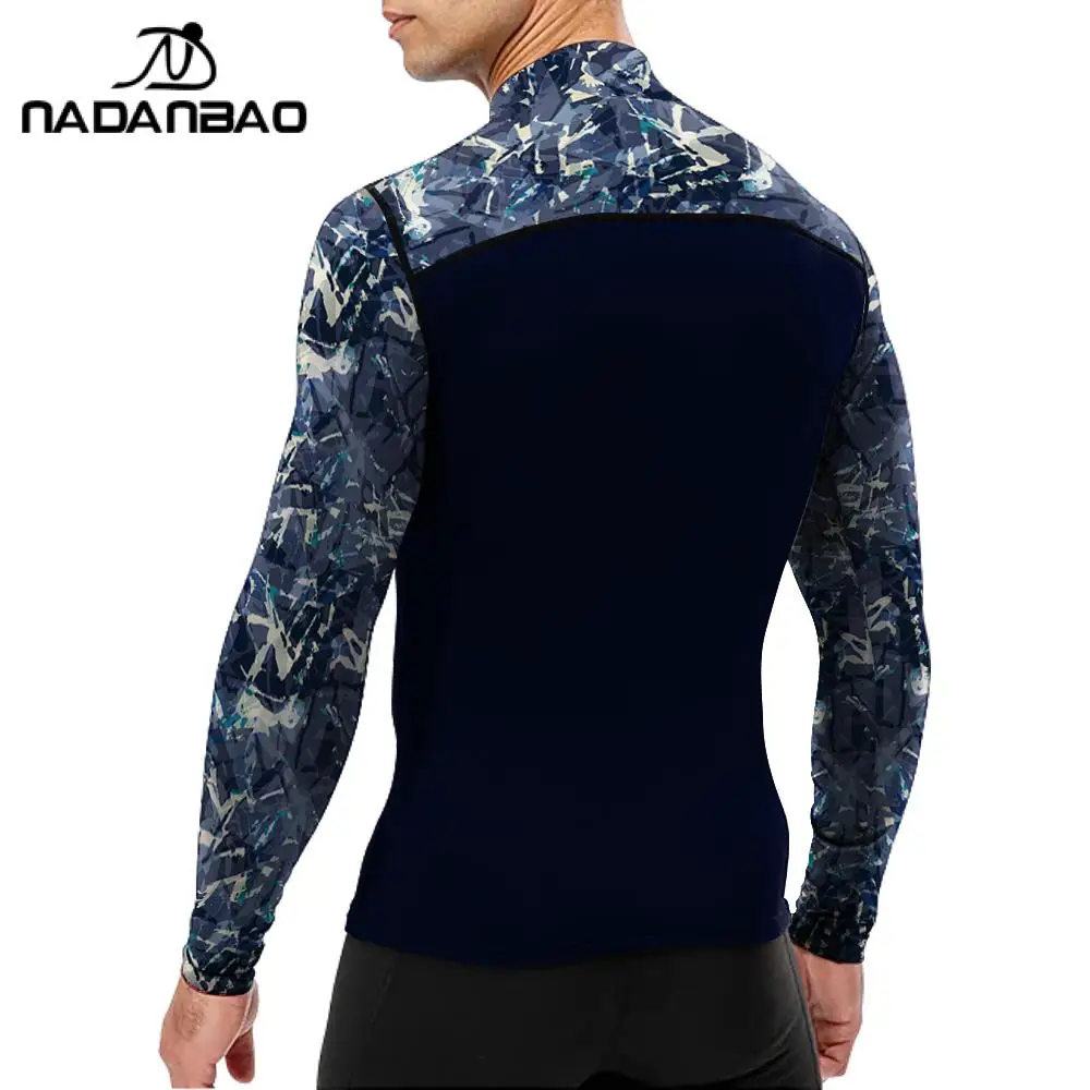 Nadanbao Blue Black Elements Printed Rash Guard Men Upf 50+ Sun Protection Surfing Wetsuit Quick Dry Compression Top Swimwear