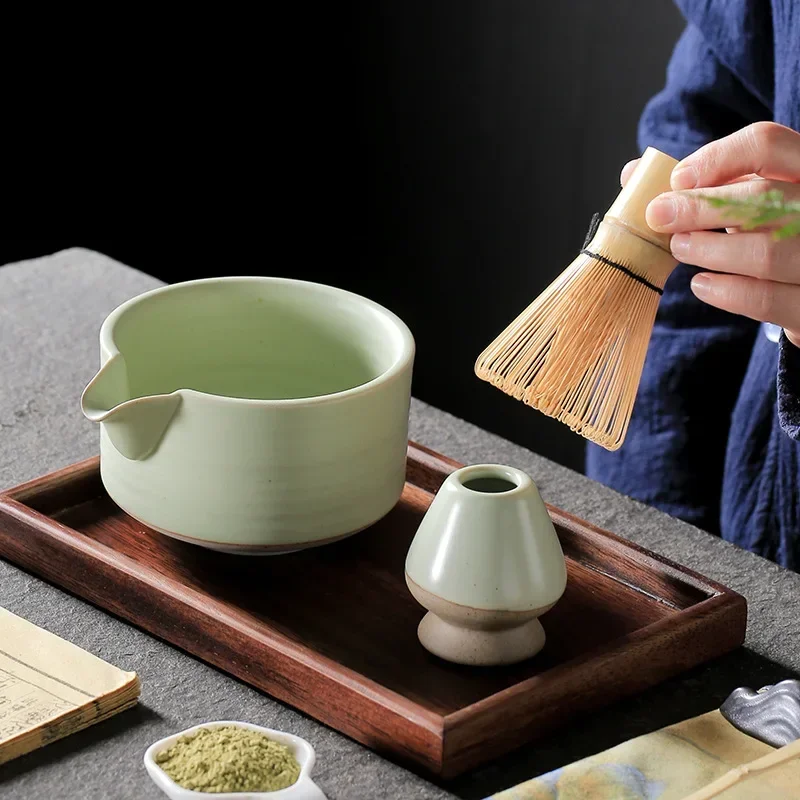 

Handmade Home Easy Clean Matcha Tea Set Tool Stand Kit Bowl Whisk Scoop Gift Ceremony Traditional Japanese Accessories