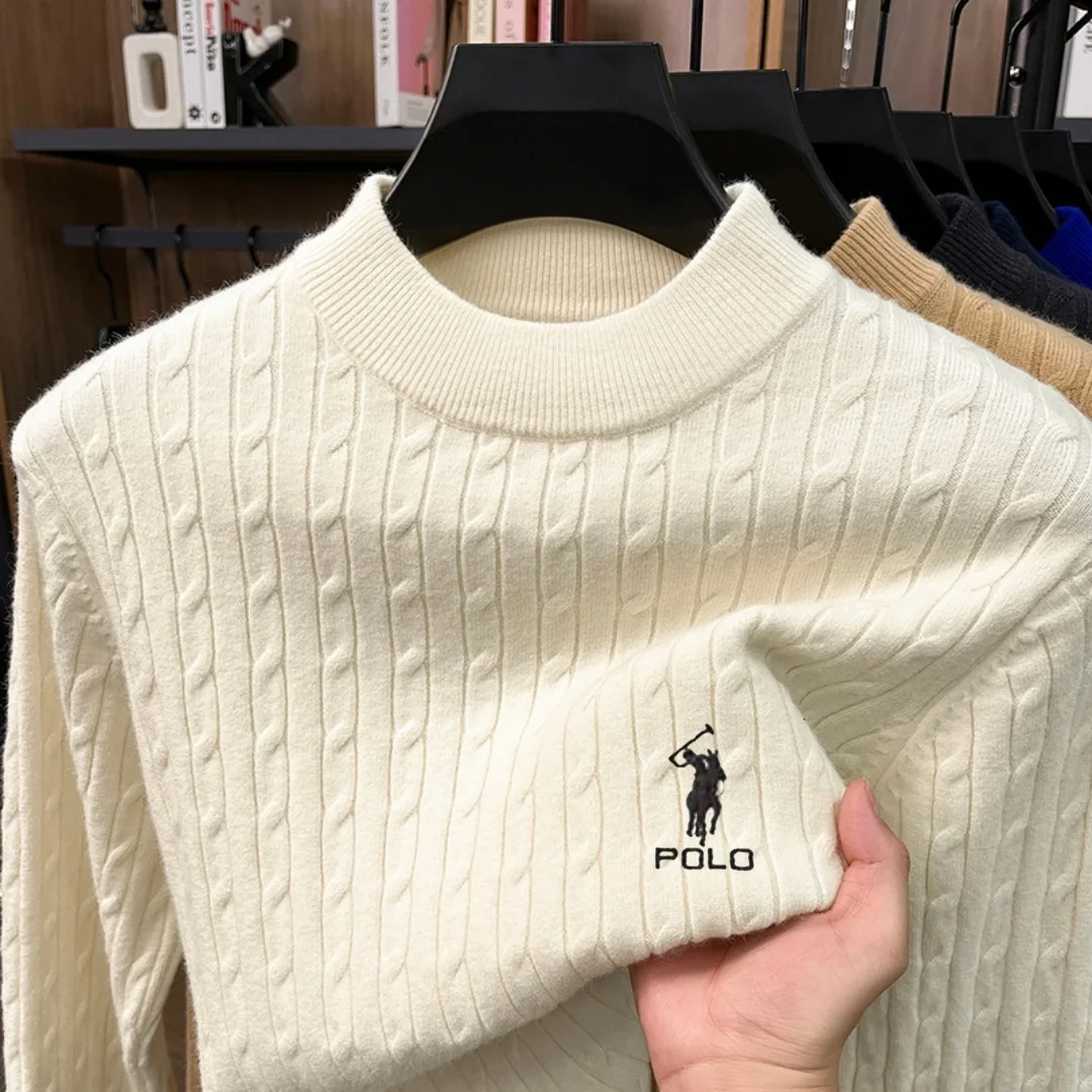 Fashionable New Exquisite Letter Spurs Embroidered Knitted Sweater Business Casual Comfortable Warm Versatile Sweater