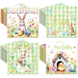 20pcs/32*32cm Easter Bunny Printed Napkins Disposable Paper Dinner Serviette Easter Egg Pattern Paper Placemats Party Decor