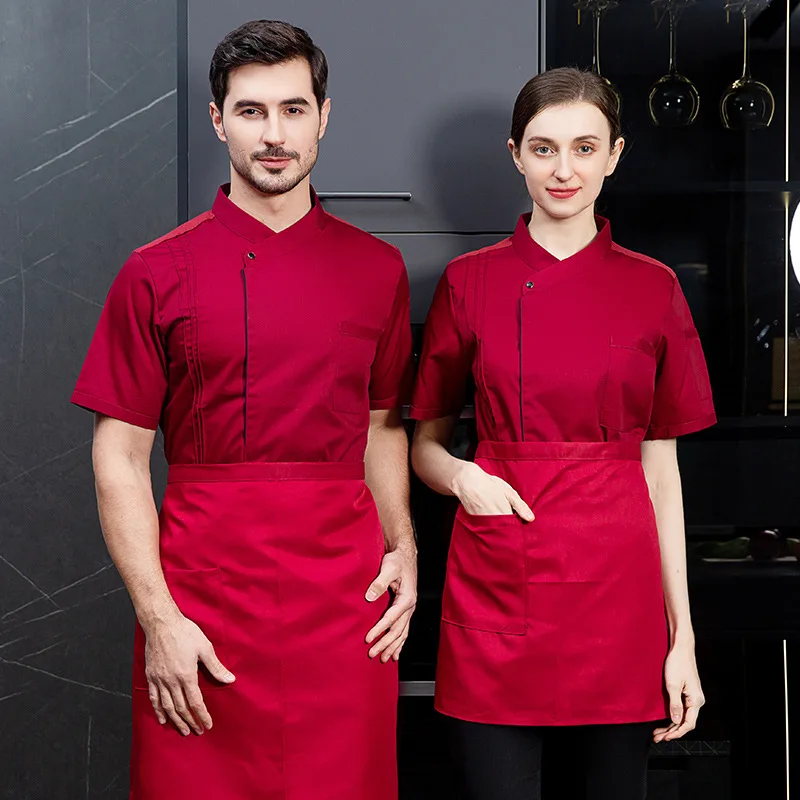 Chef Uniform Short Sleeve Summer Workwear Western Restaurant Cake Baking Hotel Kitchen Cafeteria Restaurant Chef Overalls