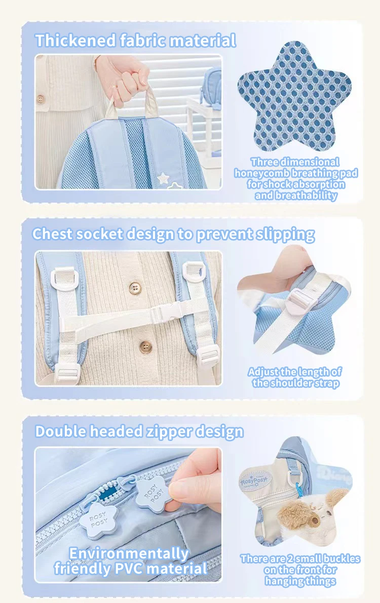 Cremefarbener Rucksack für Studenten mit hohem Erscheinungsbild, einfaches und niedliches Design, großer Rucksack, leicht und schmerzhaft – Detail 6