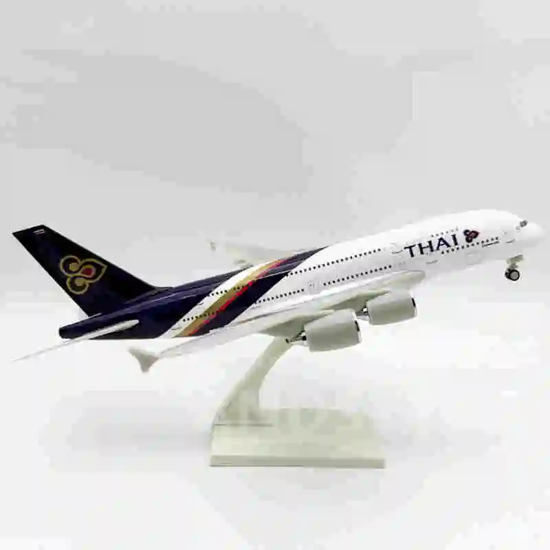 Vliegtuigen Vliegtuig Vliegtuig Souvenirs 30CM Schaal 1:240 Thailand Airlines A380 Vliegtuig Model Speelgoed Hars Collectible Gift Display