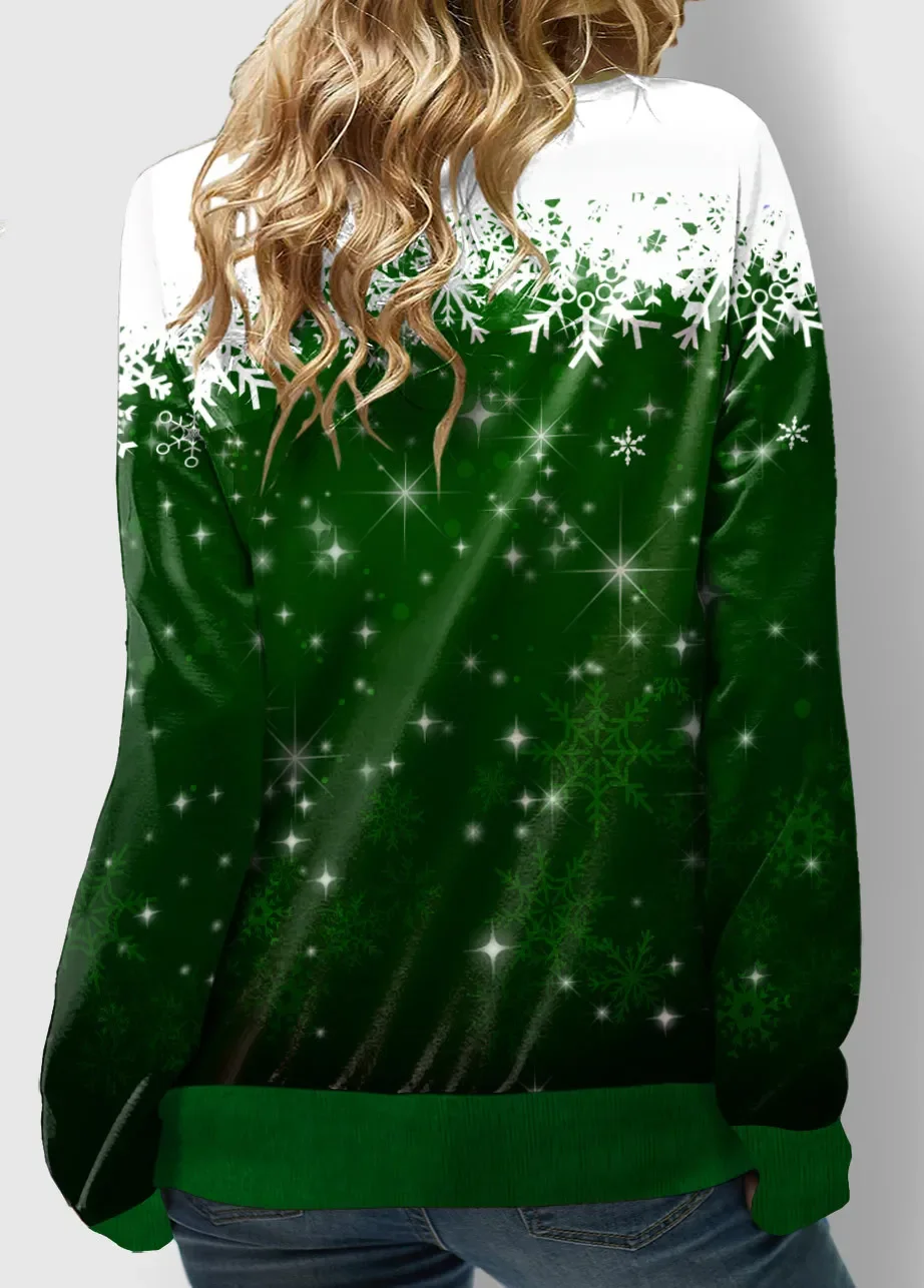 Women's Sweatshirt 3D Prints Christmas Theme Kawaii Graphics Long Sleeve T Shirt Casual Loose Fit O Neck Tee Long Sleeve Tops