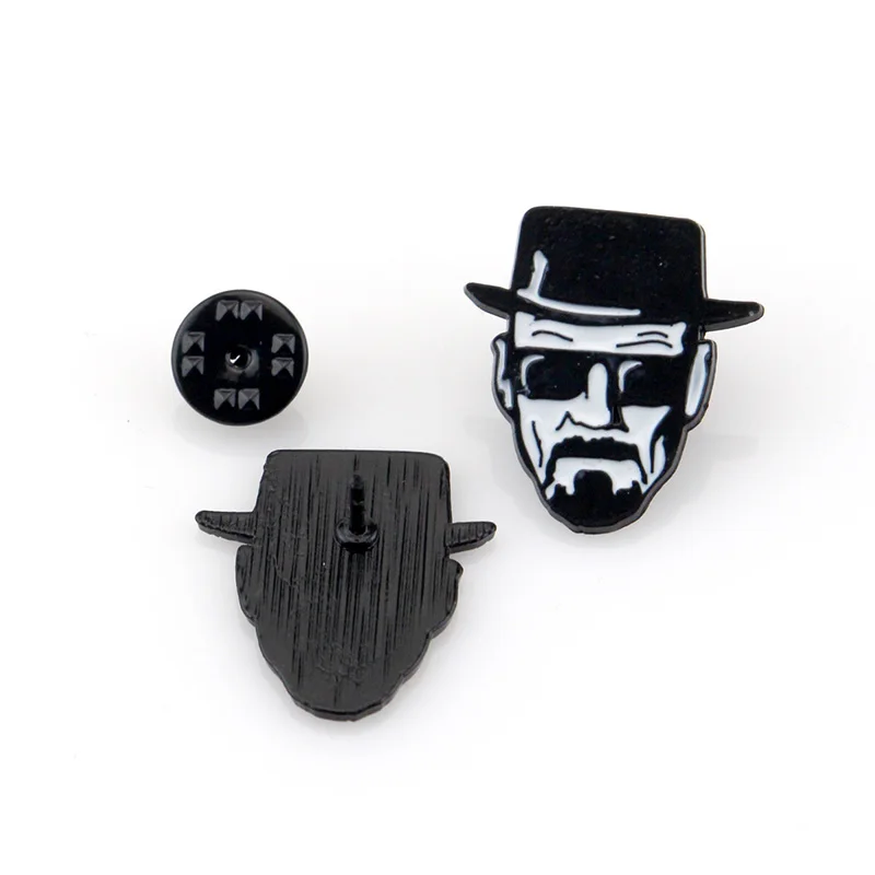 Heisenberg Brooch Breaking Bad Walter White Enamel Pin Lapel Brooch Metal Brooch Bag Badge Jewelry Gift for Kids Friend