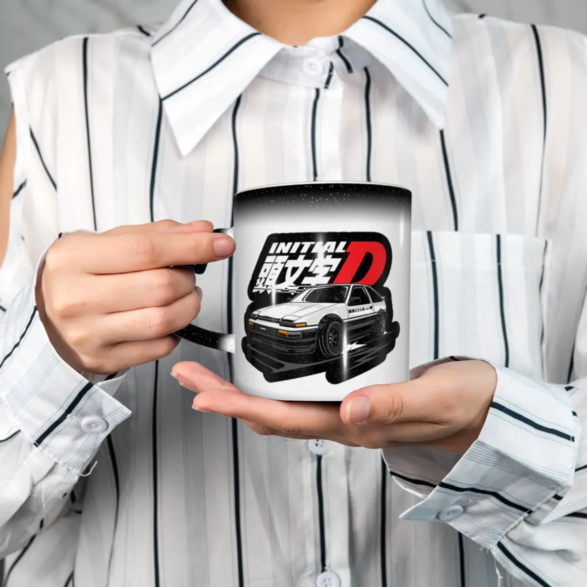 Anime Drift AE86 Initial D Mug Funny Ceramic Coffee Cups Tea Mugs Milk Cup Drinkware Gifts for Woman Man