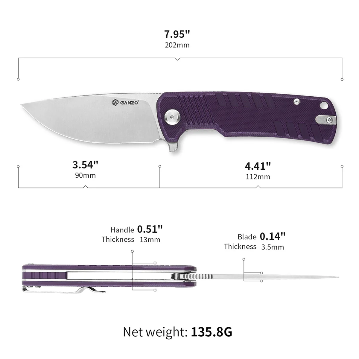 New 2024 Ganzo G769 +-60HRC D2 blade G10 Handle Folding Knife Survival Tool EDC Pocket Knife Outdoor Tool