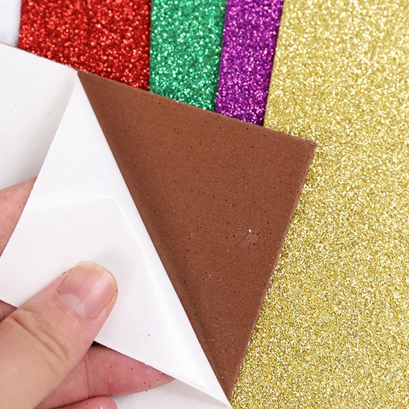 10pcs Thick A4 Gold Powder Glitter EVA Foam Paper Shining Soft Color Papers Kids Handmade DIY Scrapbooking Craft Decor Sticker