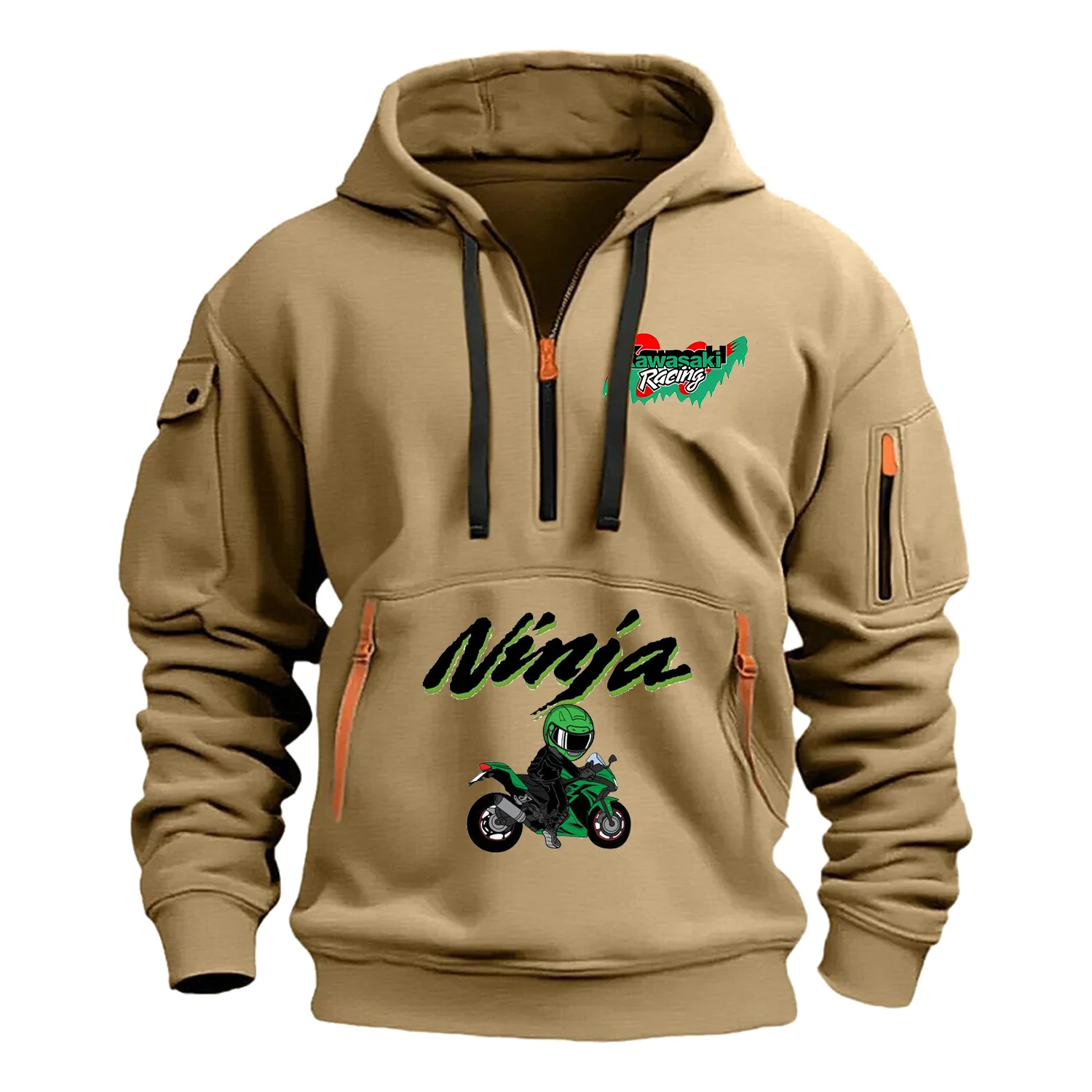 Kawasaki Hooded Zip-up Motorcycle Uniform Mens Clothing Street Sweatshirt Oversized Hoodie High-quality Unisex Racing Suit Men's