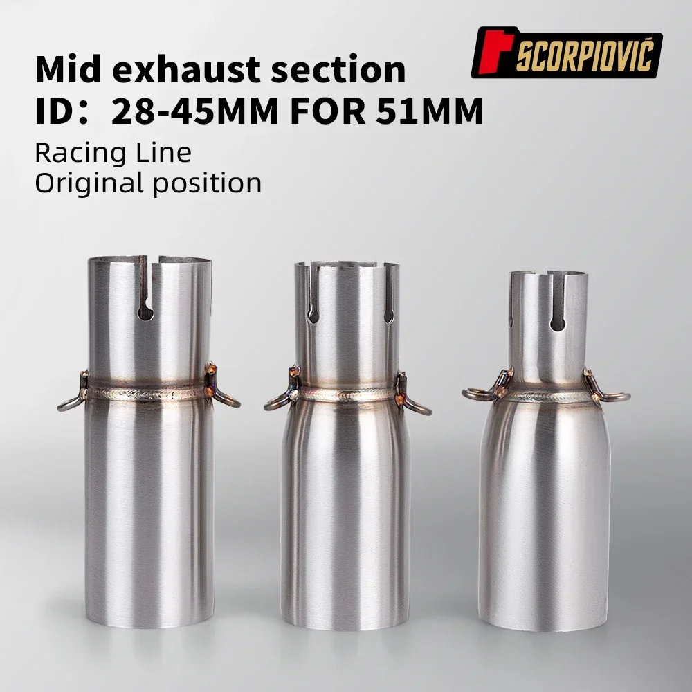 

Motorcycle Modified Exhaust Pipe, Various SizesSuitable For 28-45mm Adapter, 51mm Middle Link Pipe NEW