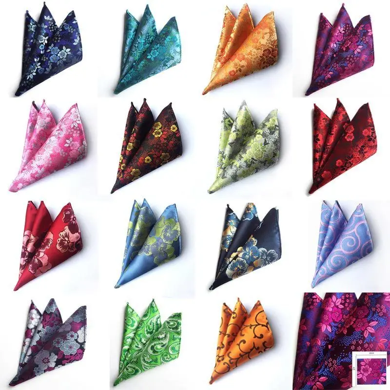 Luxury Men's Handkerchief Floral Flower Hankies Hanky Business Pocket Square Chest Towel 25*25CM