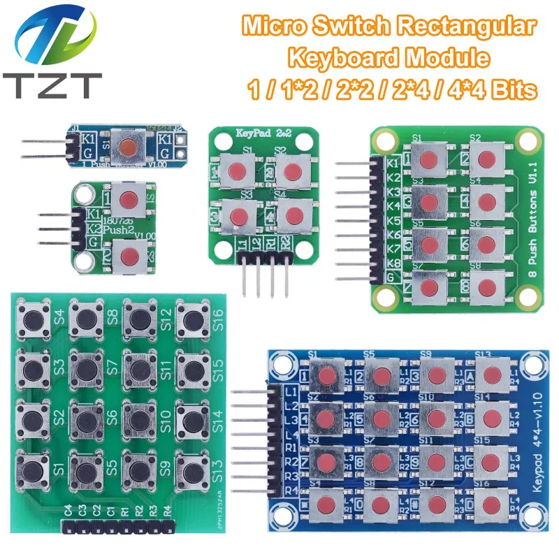 Micro Switch 1*2/2*2/2*4/4*4 Matrix Keyboard 8-bit Button Independent Button MCU External Expansion Keyboard Module For Arduino