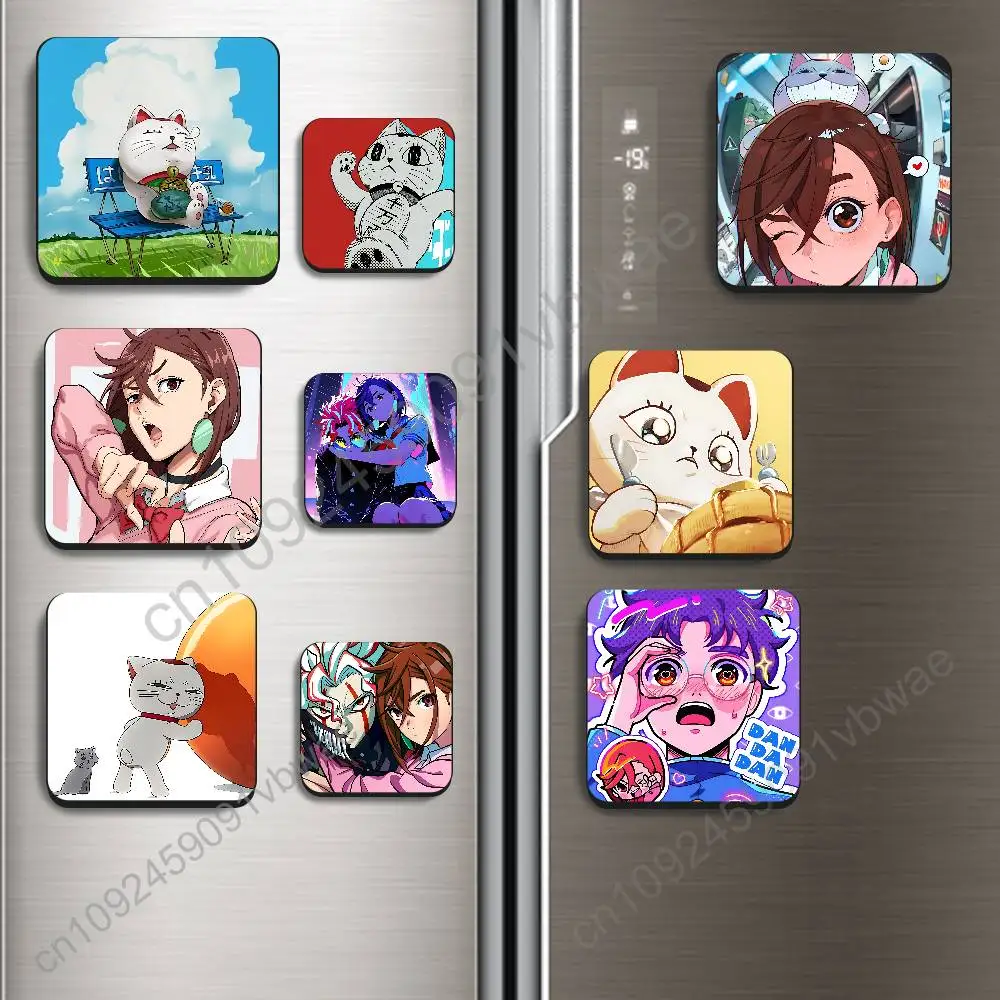 Momo Ayase Turbo Granny Dandadan Black Square Plastic Fridge Magnet, for Magnetic Sticker No Trace Left Durable Smooth  Textured