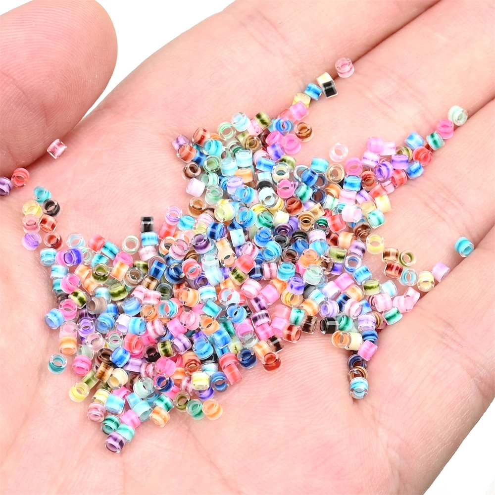 1000Pieces 2.5MM Japanese Glass Small Beads Ink Pattern Dye Core Mini Craft beads For French Embroidery Tassel Accessories