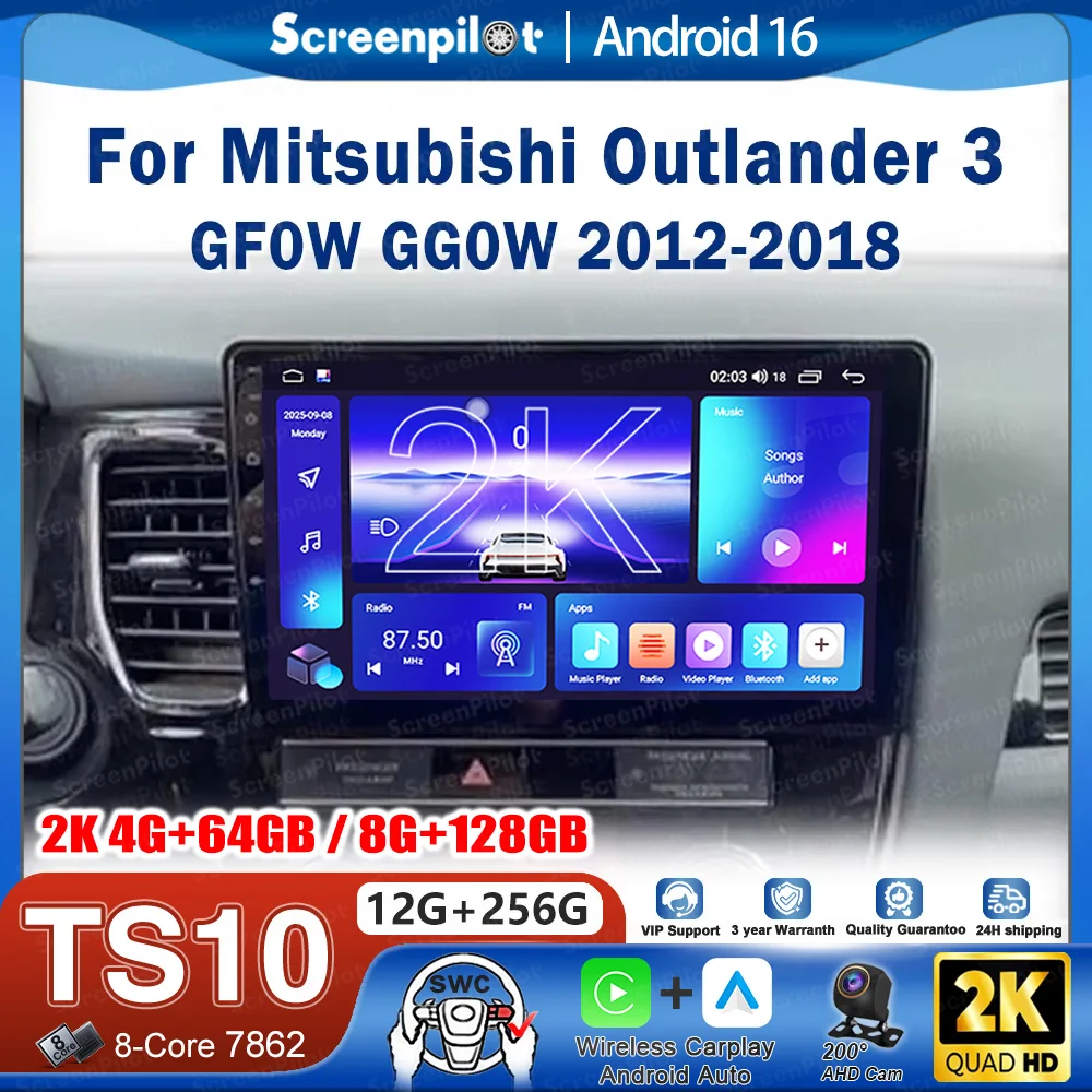 

Автомагнитола Android 16 для Mitsubishi Outlander 3 GF0W GG0W 2012-2018 с видеоплеером, GPS-навигацией, сенсорным экраном и Bluetooth