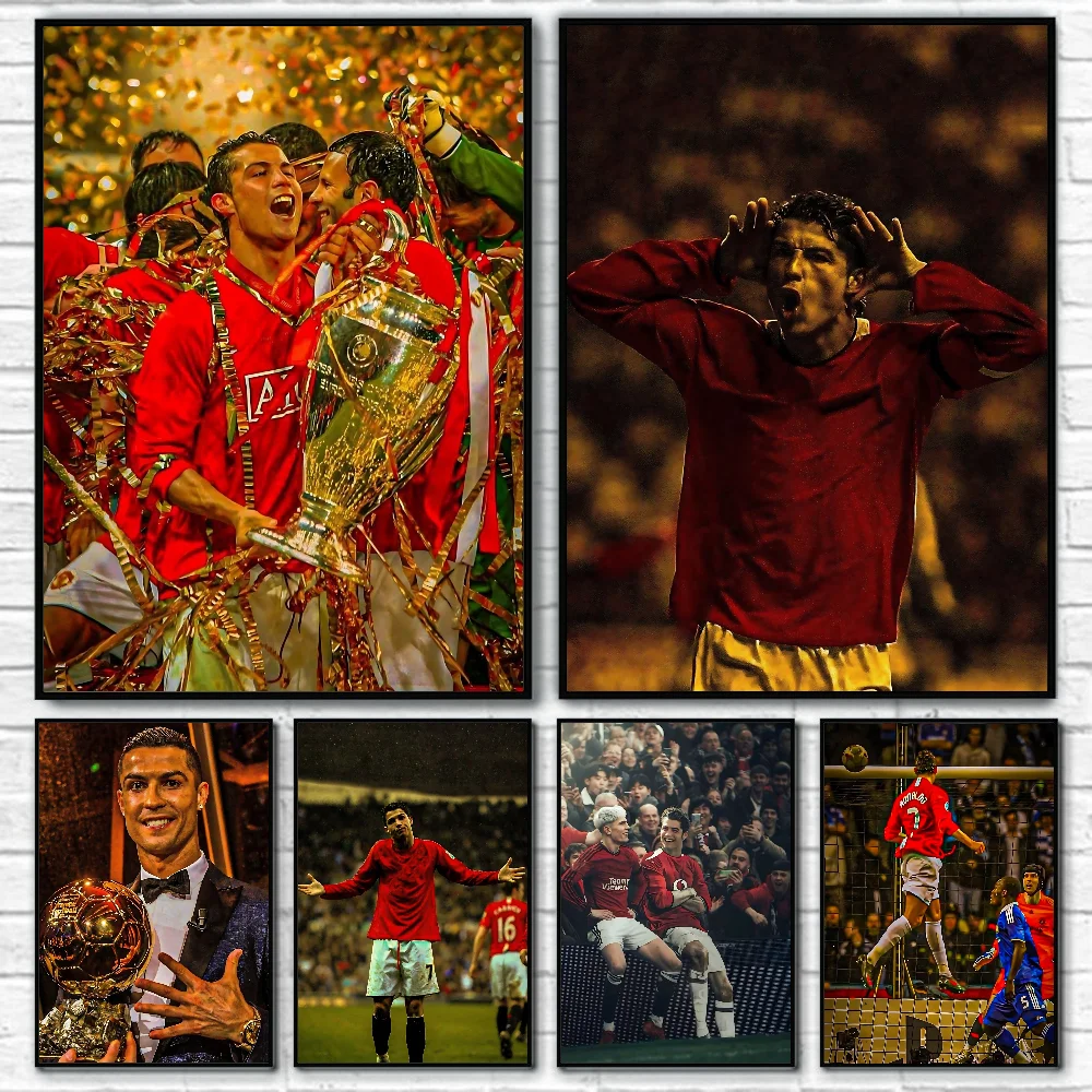 1 قطعة نجم كرة القدم الشهير C رونالدو المشارك ذاتية اللصق الفن ورقة مقاومة للماء ملصق مقهى بار غرفة جدار ديكور