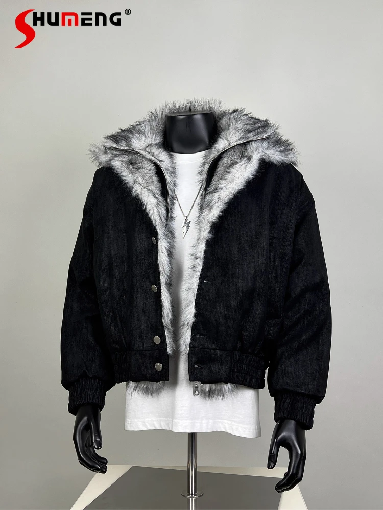 

2025 зимние новые парки для мужчин и женщин, искусственные двухсекционные модные однотонные пальто с длинными рукавами, мужские теплые свободные удобные шикарные парки