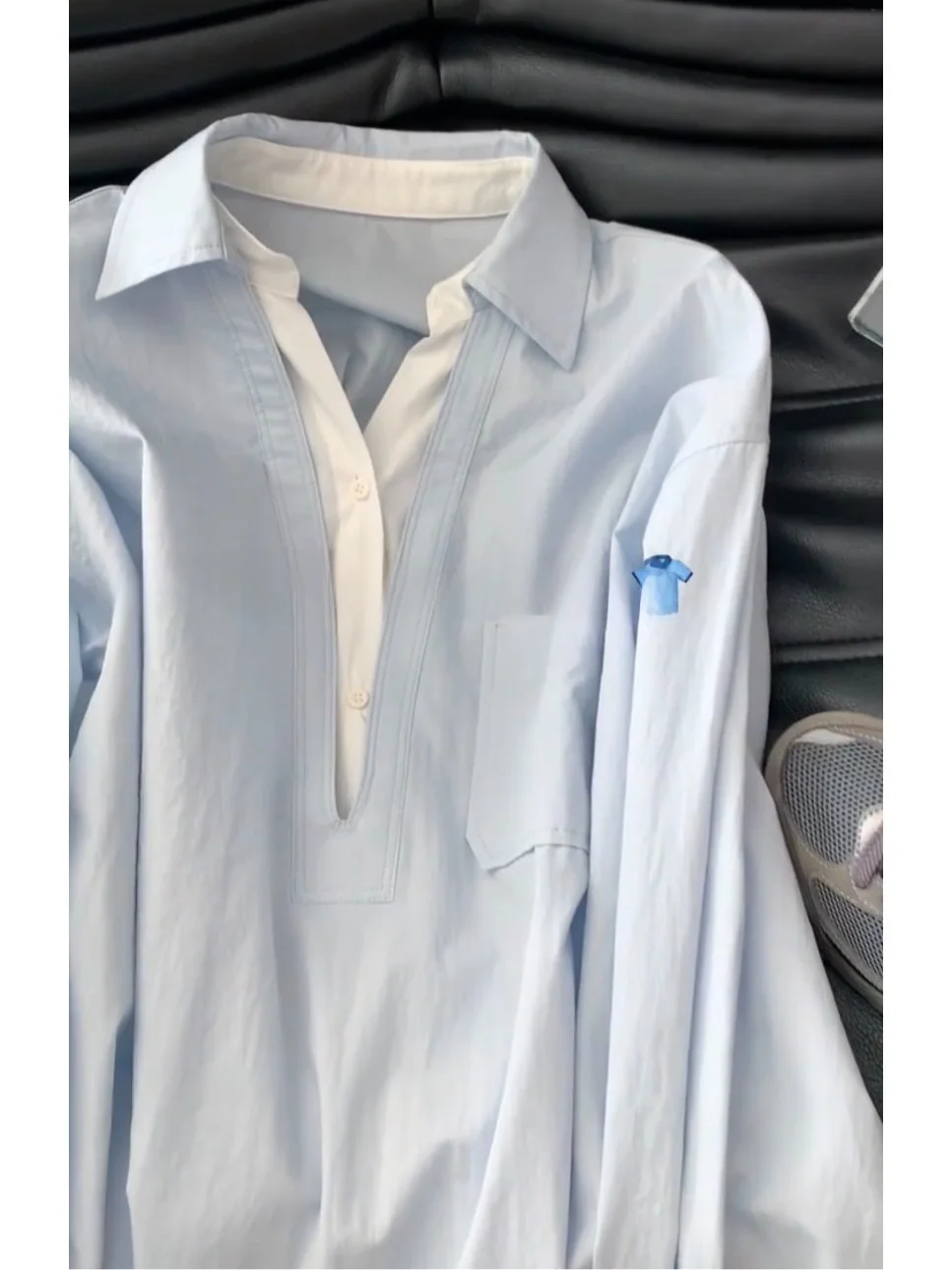 

Новая женская свободная блузка в корейском стиле, весна 2026, свободный крой, с цветовыми блоками, дышащая, в французском стиле, длинная