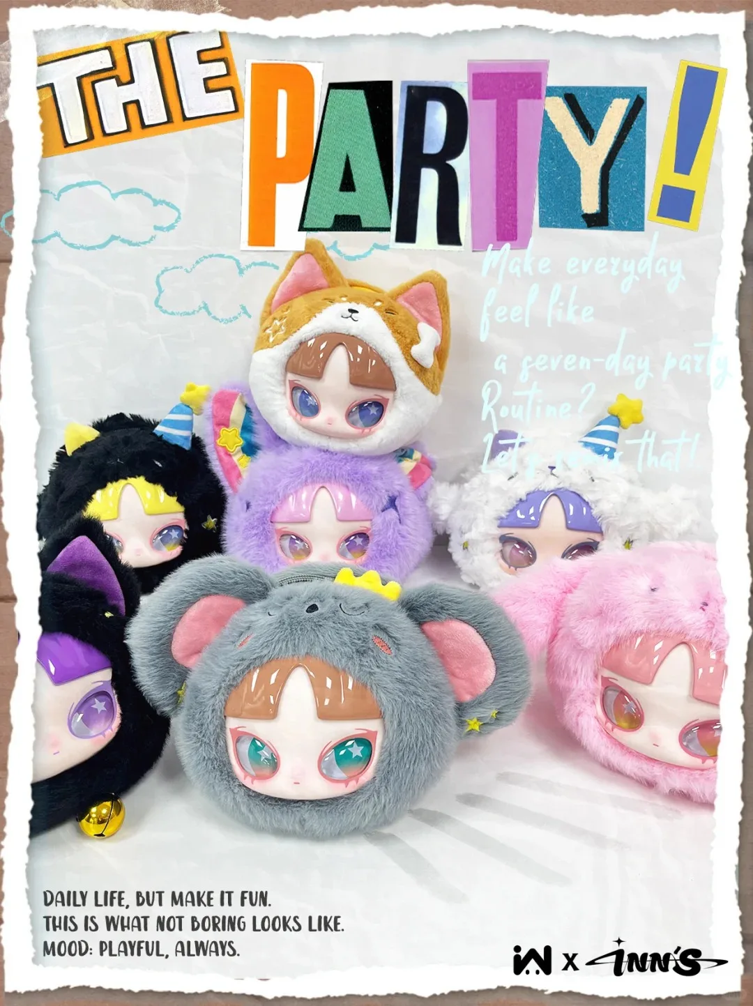 

New Inns Zipper Bag Seven Day The Party Series Vinyl Blind Box Anime Figure Cute Collection Ornament Trendy Toys Gift For Kid