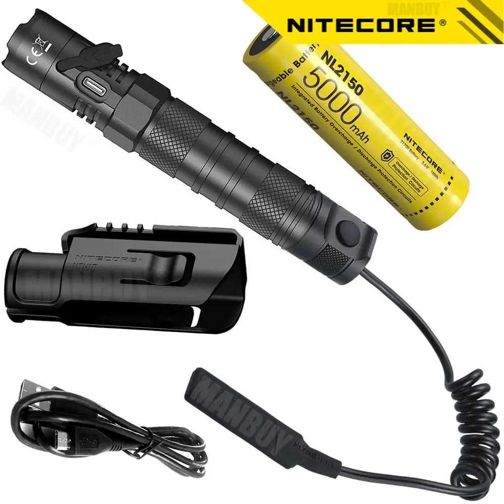 

Nitecore RSW3 дистанционный переключатель + MH12v2 1200 люмен CREE светодиодный USB-C перезаряжаемый фонарик NL2150 5000 мАч 21700 батарея наружный фонарь