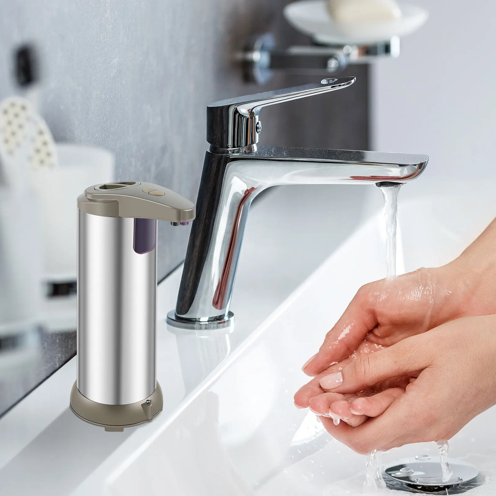 Distribuidor automático da espuma do sabão do Touchless, sensor do aço inoxidável, bonde, a pilhas