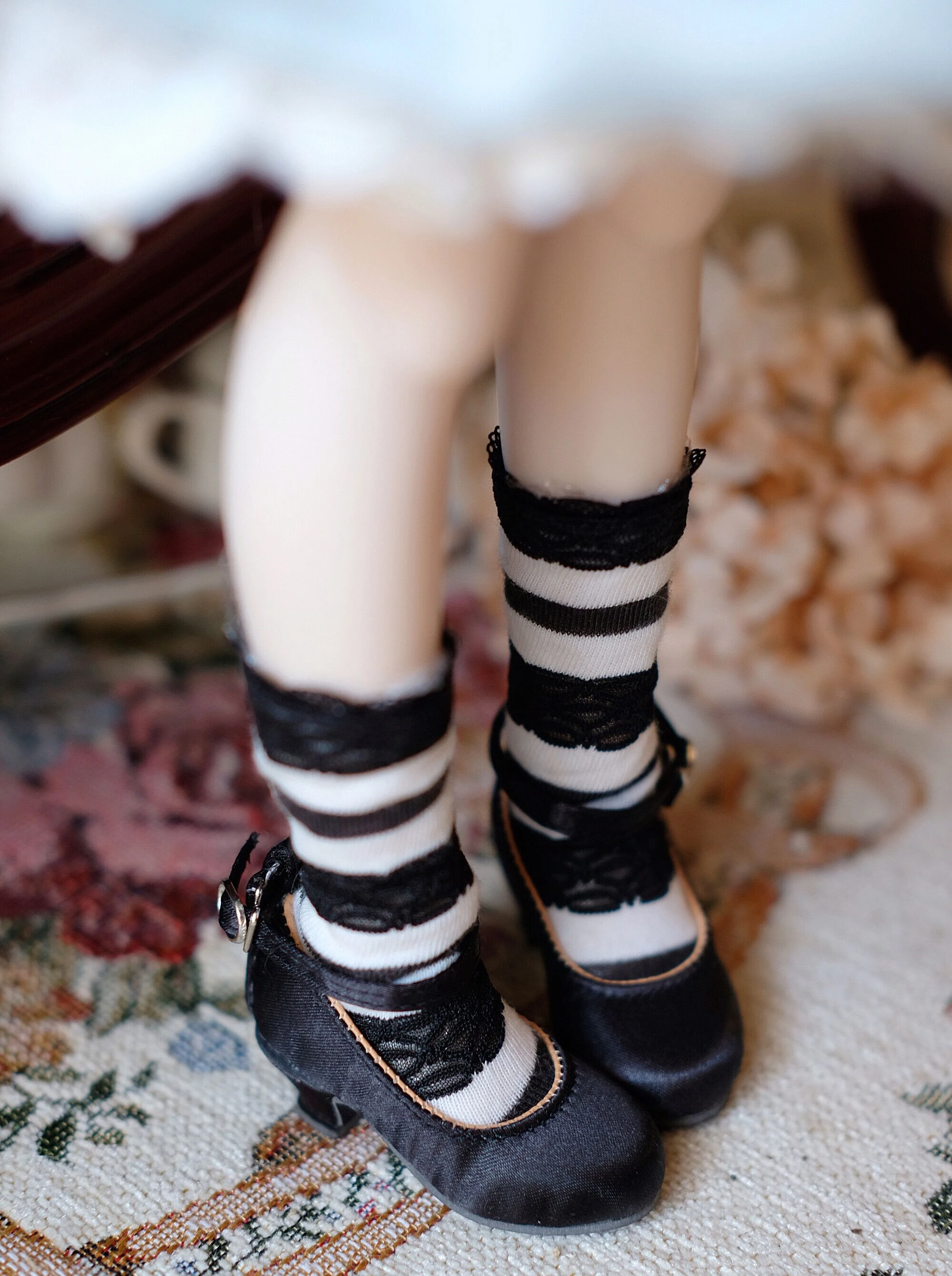 D04-A145 children handmade toy 1/4 1/6 MDD Doll BJD/SD GSC doll Accessories colorful satin petite high heels 1pair