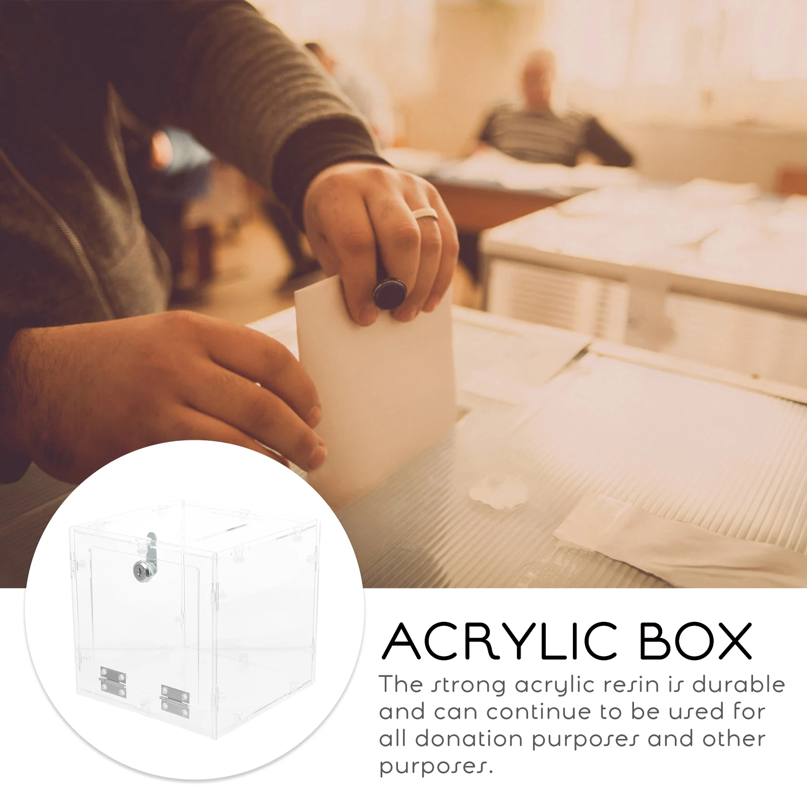 

Sturdy Transparent Acrylic Ballot Lock Security Ticket Donation Container Charities Clear Suggestion Gift Envelopes Storage Drop