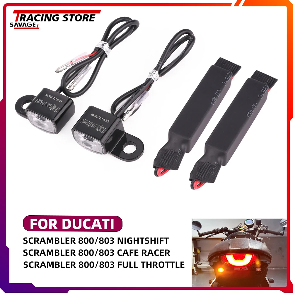 2024 Rear LED Turn Signal Lights For Ducati Scrambler 800 803 Nightshift Cafe Racer Full Throttle Flash Indicators with Resistor