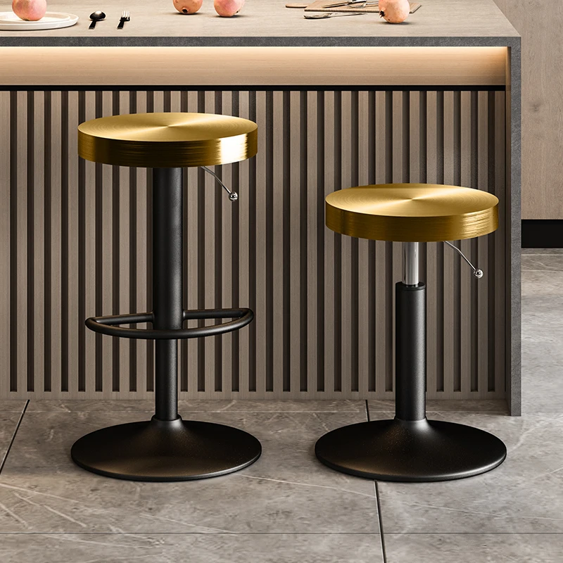 Adjustable Height Bar Stool Brushed Stainless Steel Counter Chair for Home Kitchen Dinner Seat Commercial Reception Desk Stool