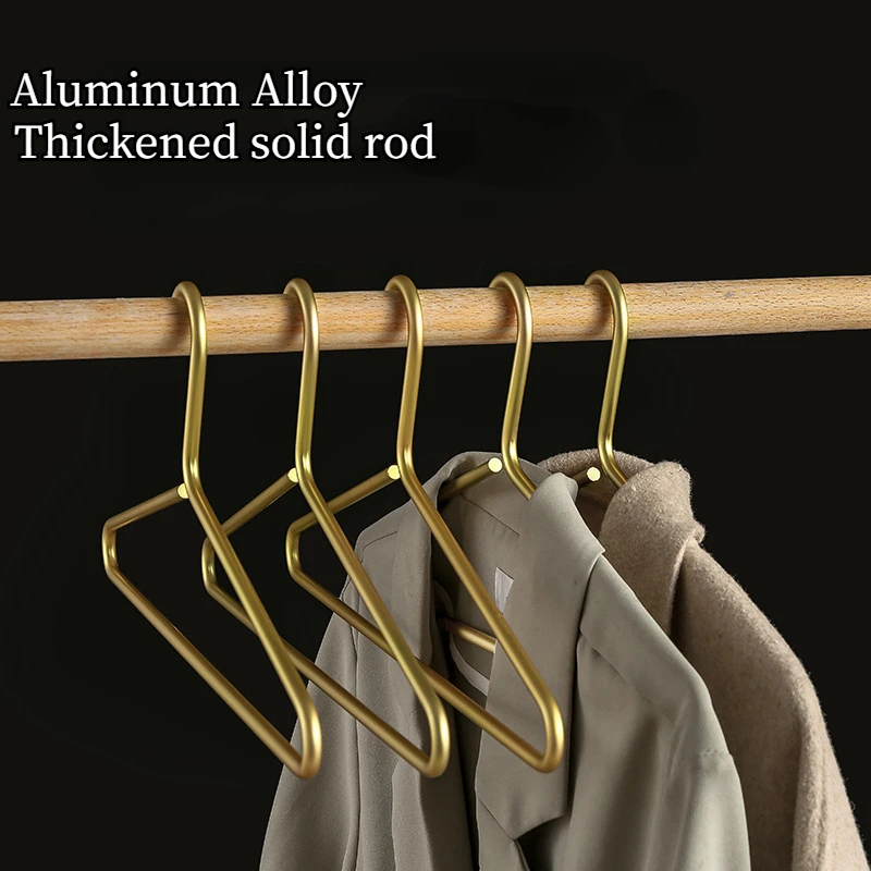 5/10pc Solid Metal Hangers for Clothes,Matte Gold/Sliver Traceless Rack for Coat Suits Sweater,Aluminum Alloy Wardrobe Organizer