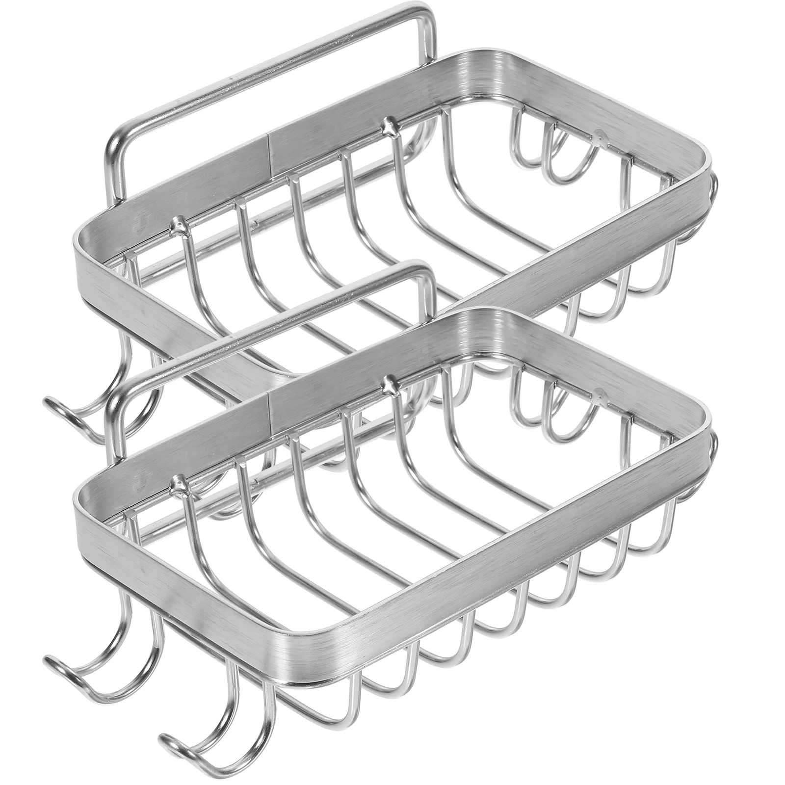 

2pcs Stainless Steel Soap Holder Wall Mounted Bar Soap Rack Traceless Adhesive Easy Install No Drilling Corrosion