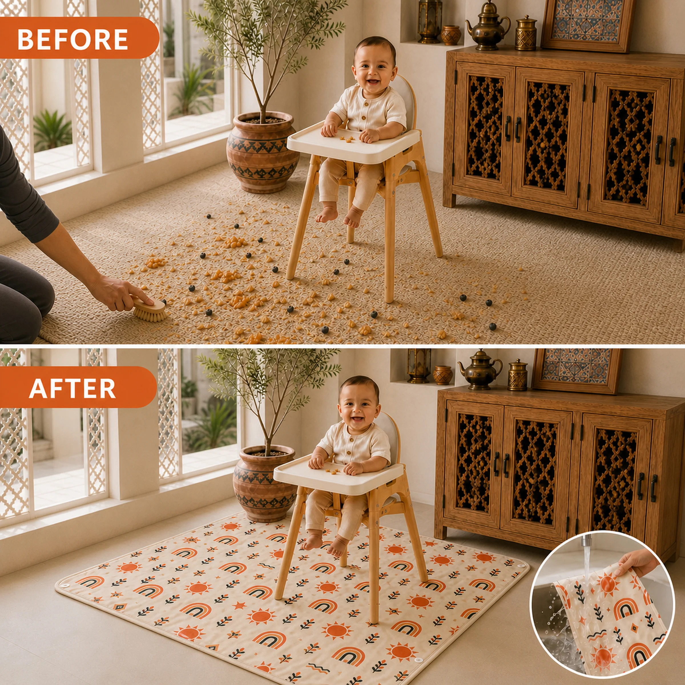 1PC Baby Mat for Floor & Under - Baby Food Eating Chair recension och pris