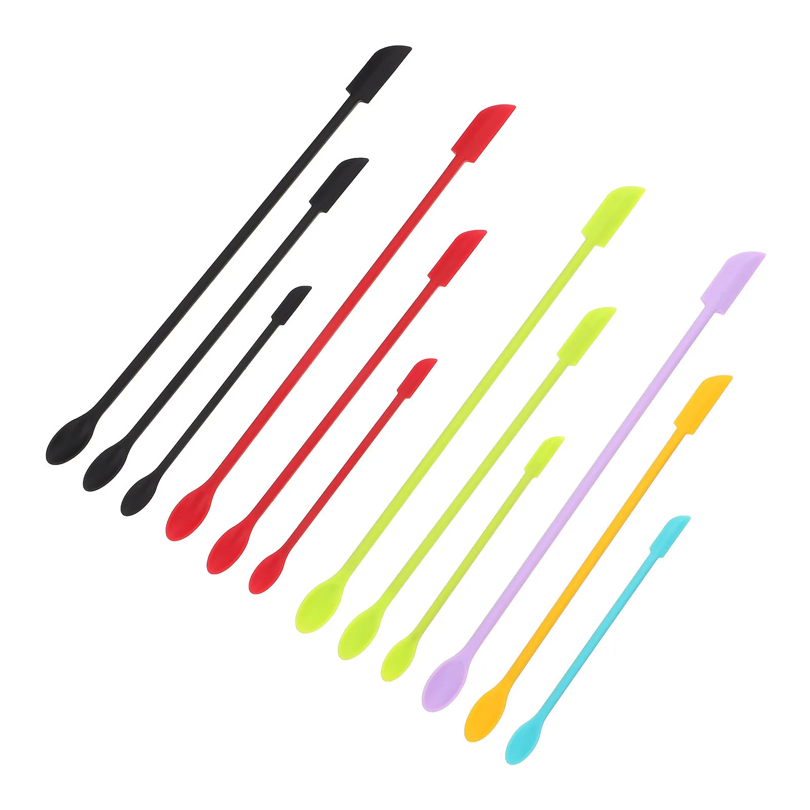 Zestaw 12 szt. silikonowych szpatułek z długim uchwytem, praktyczna skrobaczka do butelek, słoików, kosmetyków, gadżet kuchenny, skrobaczka do butelek.