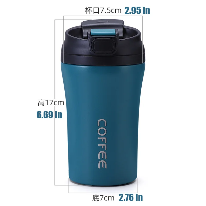 Reisebecher aus Edelstahl mit Strohhalm, tragbare Kaffeetasse für Büro/Auto, isolierter Thermobecher (13,5 Unzen, heiß und kalt) – Detail 5