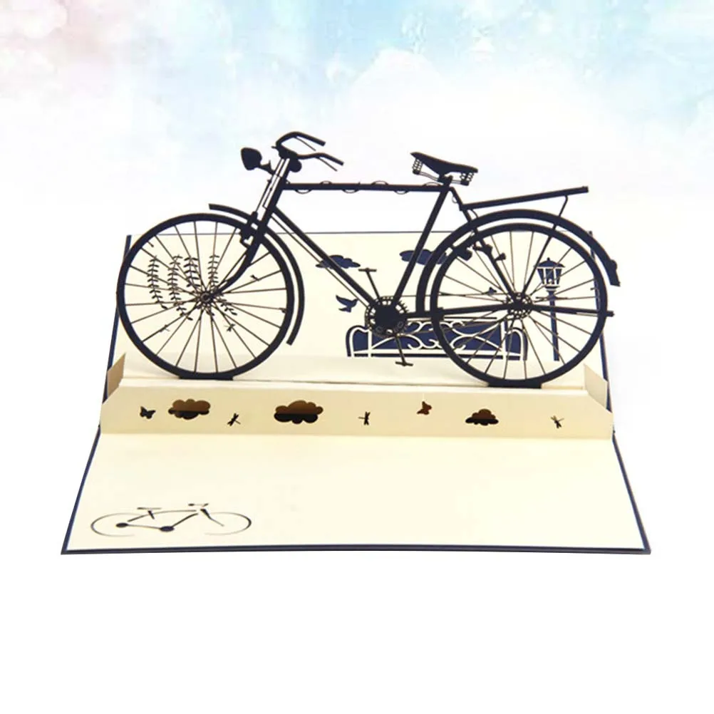 

1Pcs 3D Greeting Card Creative Retro Bike Design Vivid Color Father's Day Greeting Party Invitation Card Novel Blessing