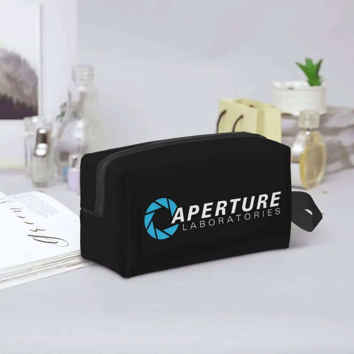 Aperture Science Laboratories - Portal Makeup Bag Cosmetic Organizer Storage Dopp Kit Toiletry Cosmetic Bag for Women Beauty