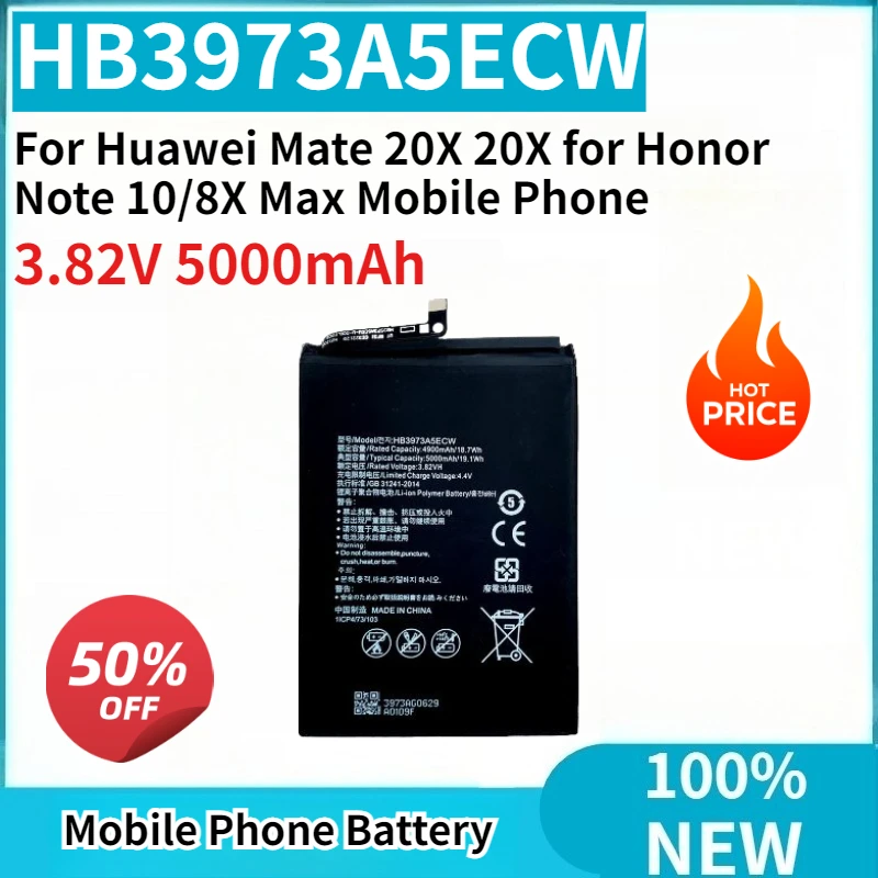 

New Replaceable Battery HB3973A5ECW 3.82V 5000mAh High Quality For Huawei Mate 20X 20X for Honor Note 10/8X Max Mobile Phone