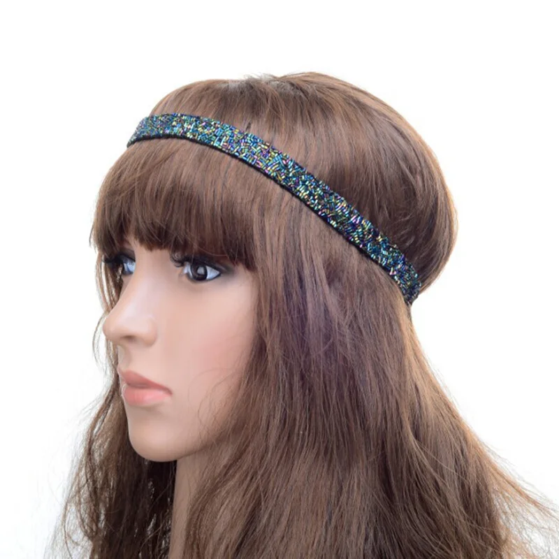 Wholesale retail charming Fshion black beads beading handmade gems Elastic headbands