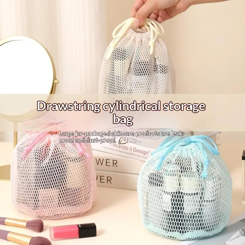 Large Capacity Mesh Cosmetic Bag Breathable Mesh Transparent Travel Makeup Organizer Smooth Zipper Multipurpose