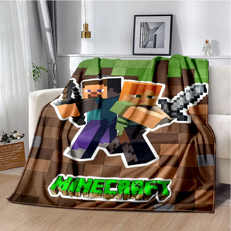 Soft and Luxurious M-Minecraft Blanket with My World Sandbox Game Character 3D Print Fleece Throw Blanket