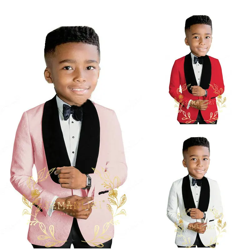 

Custom Made Pink Floral Boys Jacket Pant Suits 2 Pieces Set Tuxedos Groom Wedding Suits For Children Kids Dinner Party Tuxedo